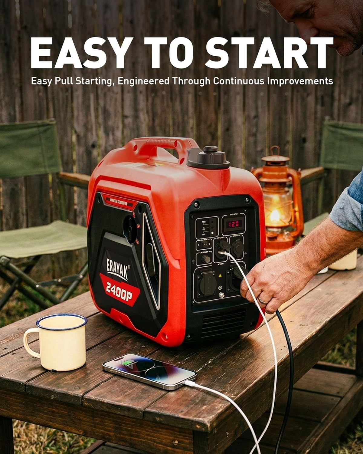 2400W Portable Inverter Generator for Home Use, Super Quiet Small Generator for