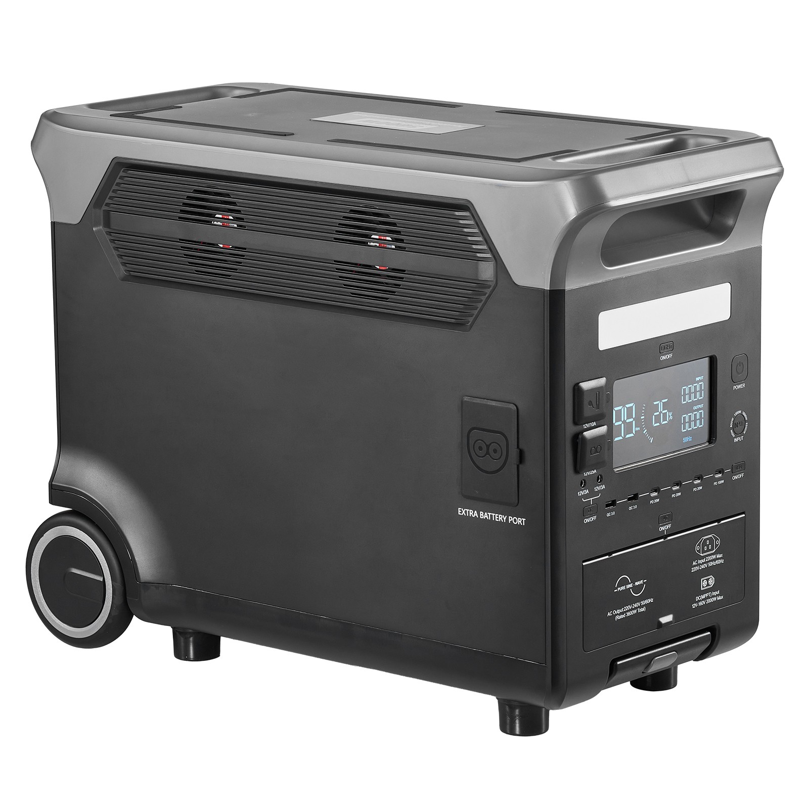 Uimoso Portable Power Station Solar Generator 3600W 3840Wh with 10 Output Ports