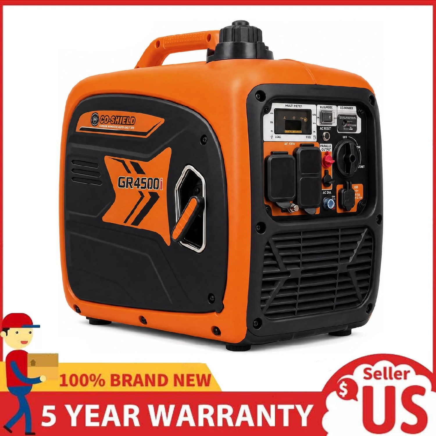 4500W Portable Inverter Generator ,Gas Powered Generators Quiet for Camping & RV