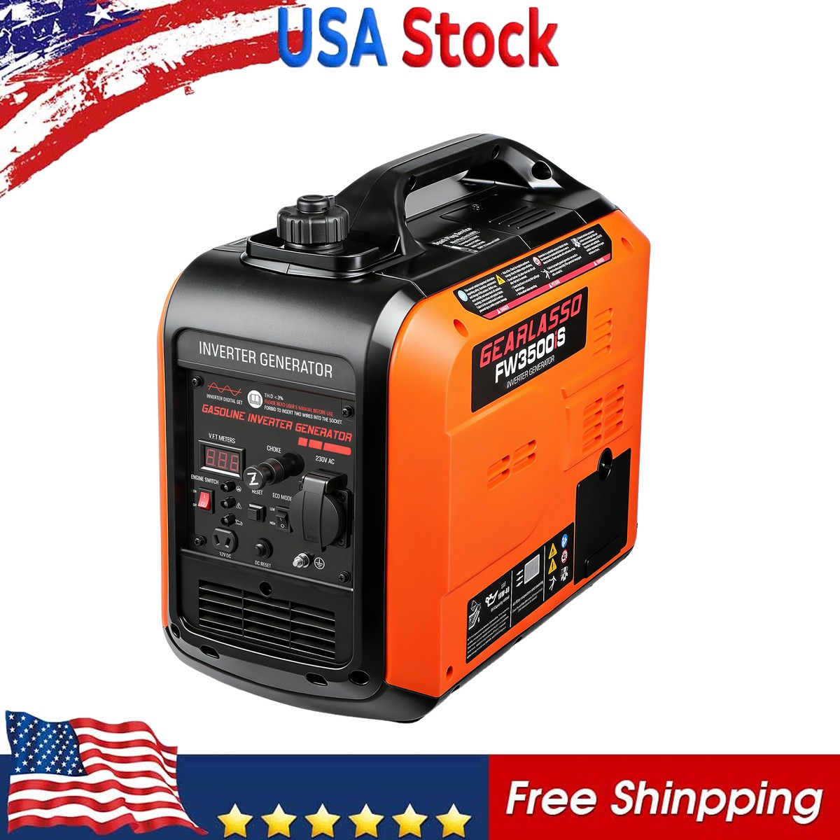 5000W Portable Inverter Generator Gas Powered Quiet for Home Electric Start