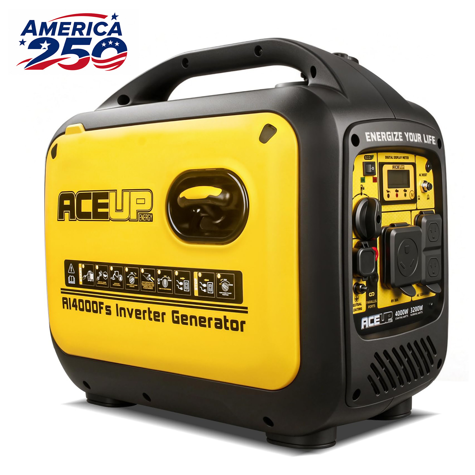 Aceup Energy 4000W Inverter Gas Silent Generator Hurricane EPA 3200W Rated