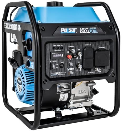 Pulsar PG5250 5250W Portable Gas Generator 4250W Run Power