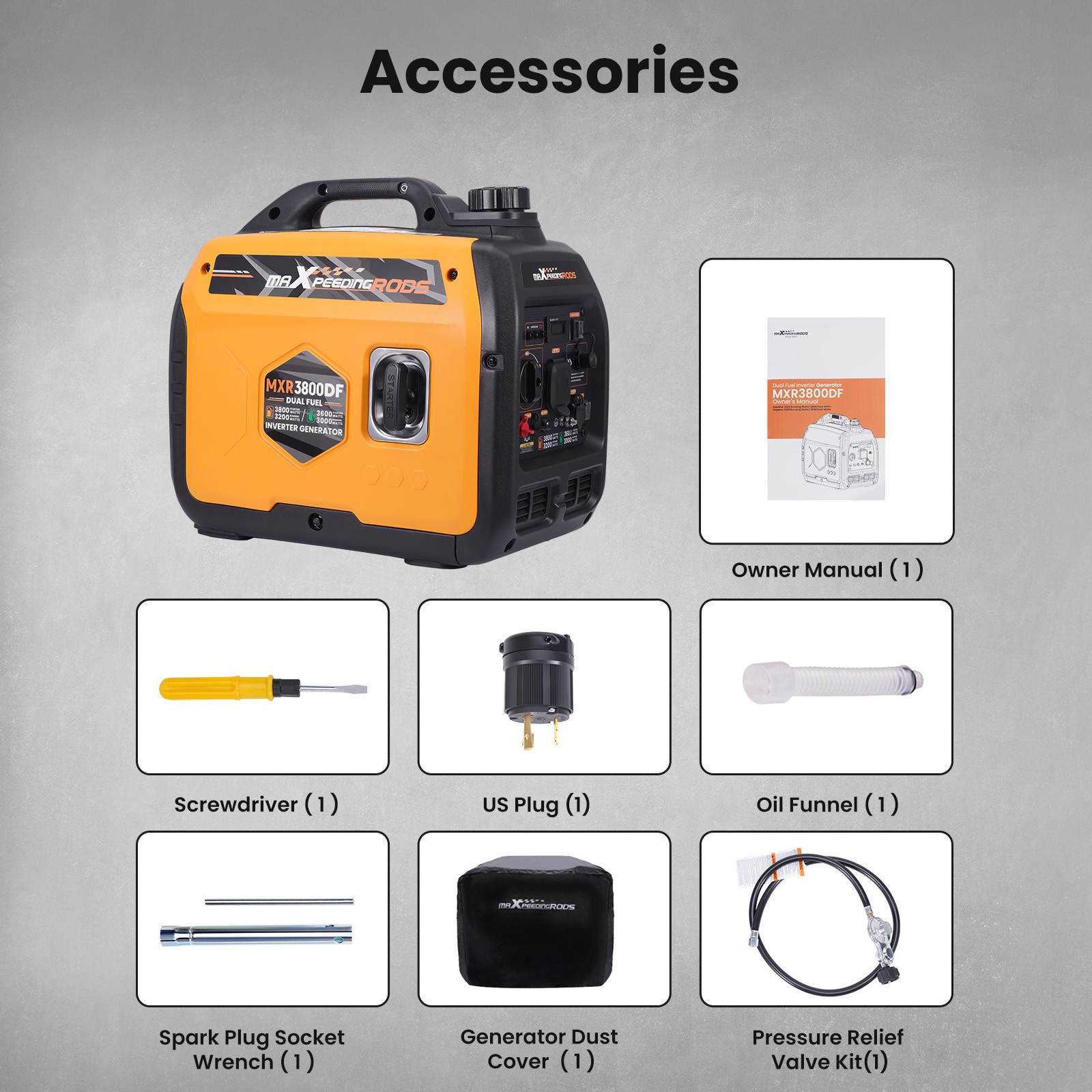 Gasoline LPG Dual Fuel Inverter Generator 3800W Peak 3200W Running for Campers