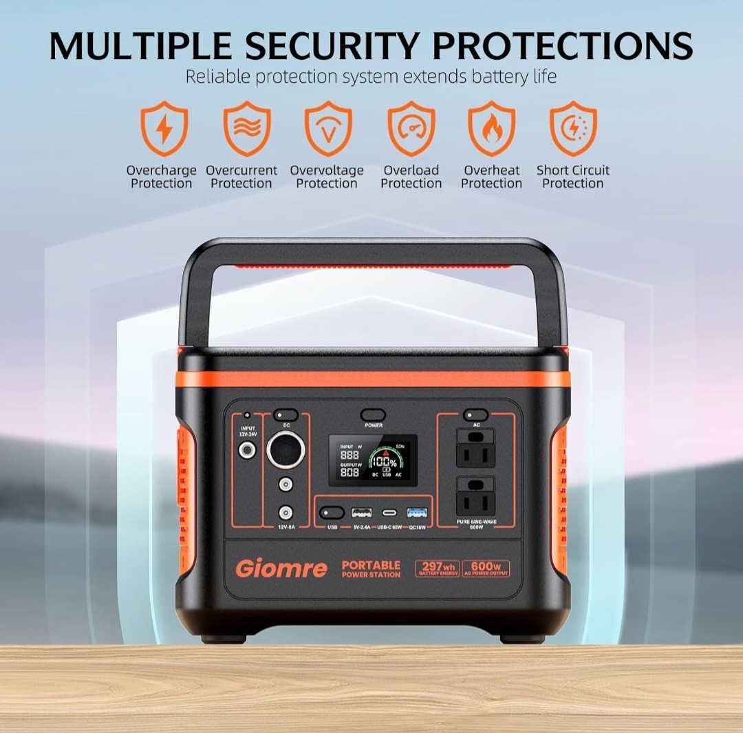 297Wh Portable Power Station 600W Pure Sine Wave Backup Battery Generator NEW