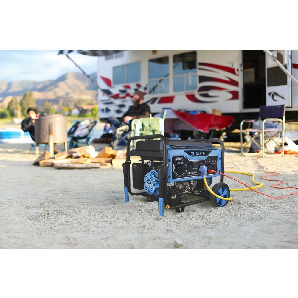 Pulsar 6,580-W Portable RV Ready Dual Fuel Gas Powered Generator with Wheel Kit