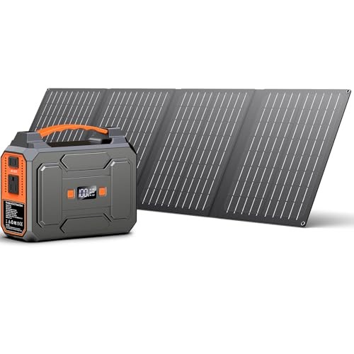 Solar Powered Generator 200W Peak/100W Rated, Portable Solar Grey & Orange