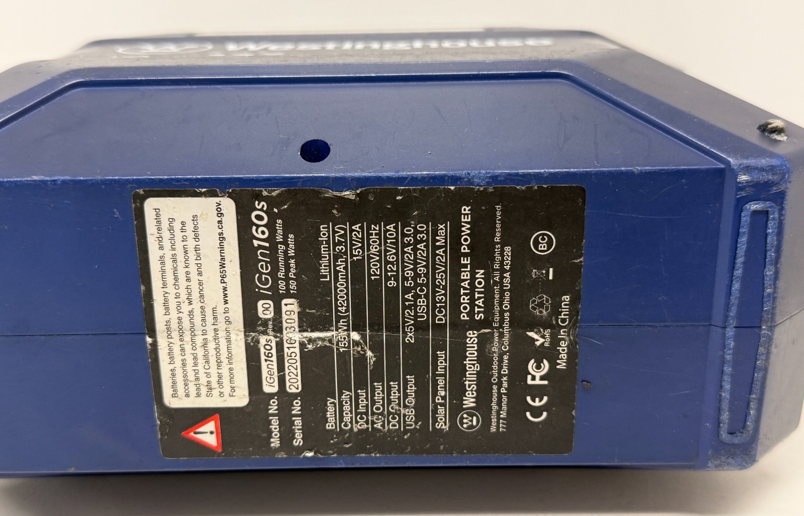 Westinghouse iGen160s Portable Power Station 155Wh 150 Peak Watt – No Charger