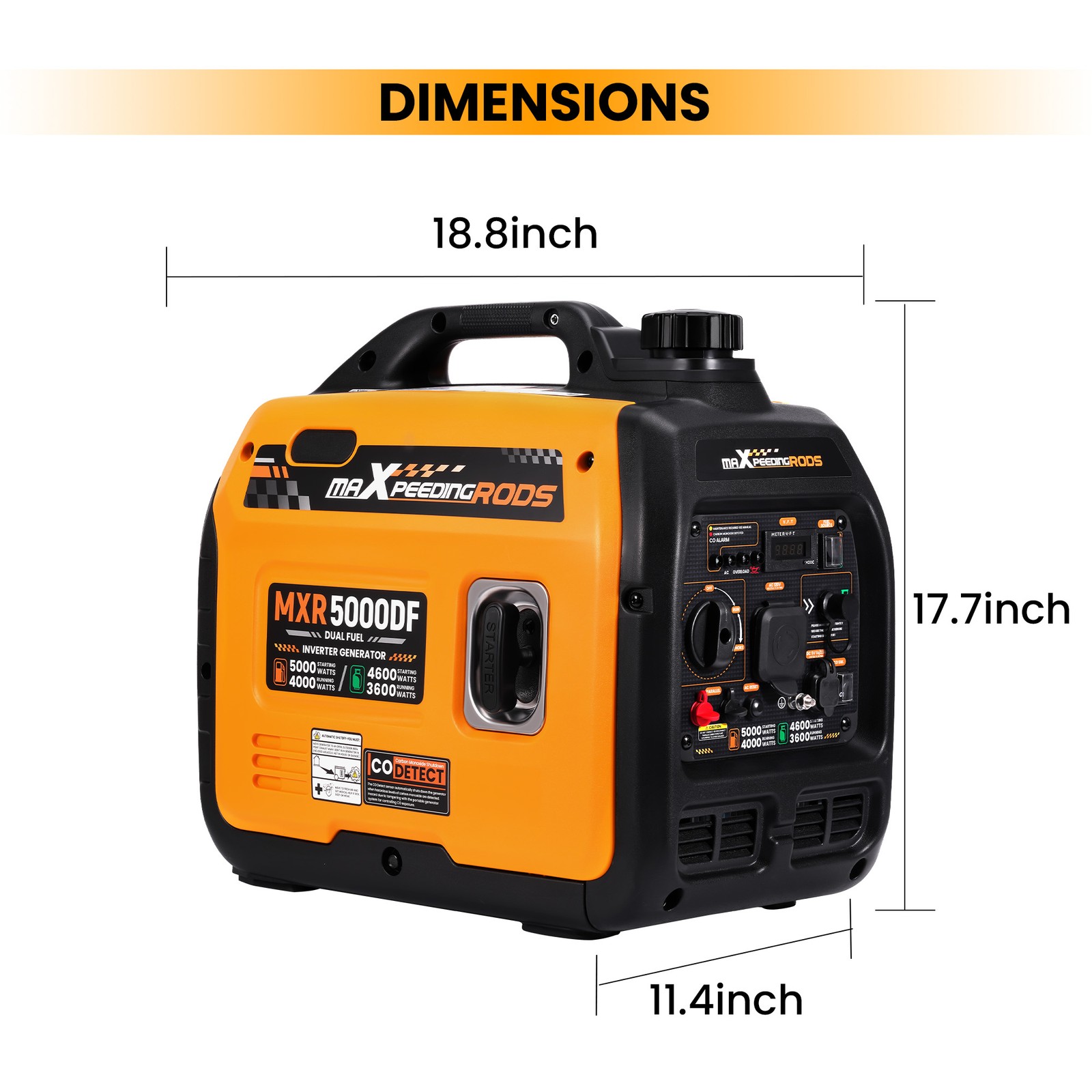 Portable Dual Fuel Generator 5000W – CO Sensor & UL 2201 Tested for Safety