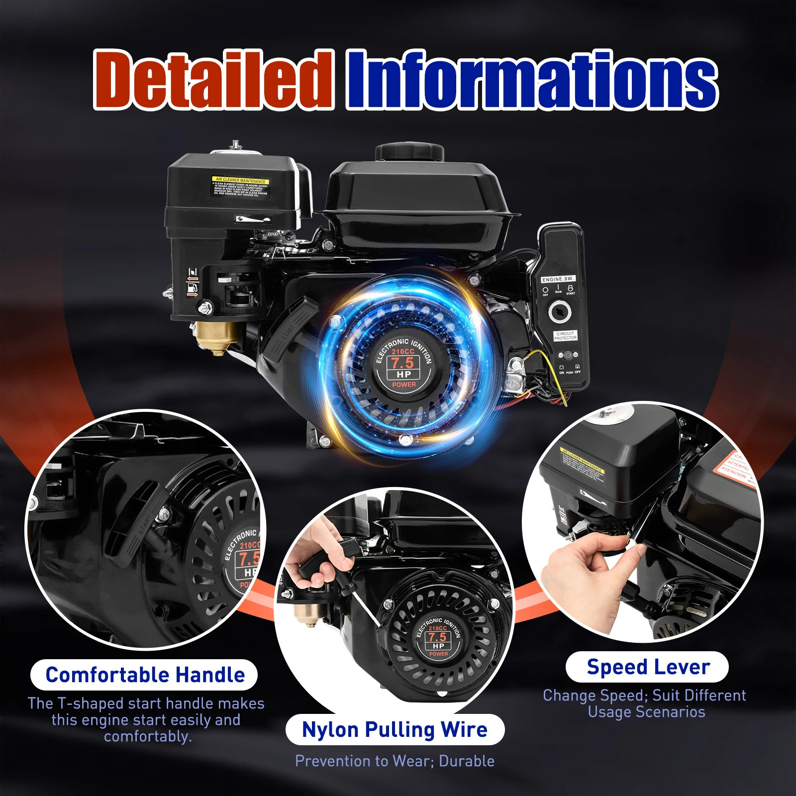 168F170F Gasoline Engine Sprayer Micro Engine Four-stroke SmallPower Accessories