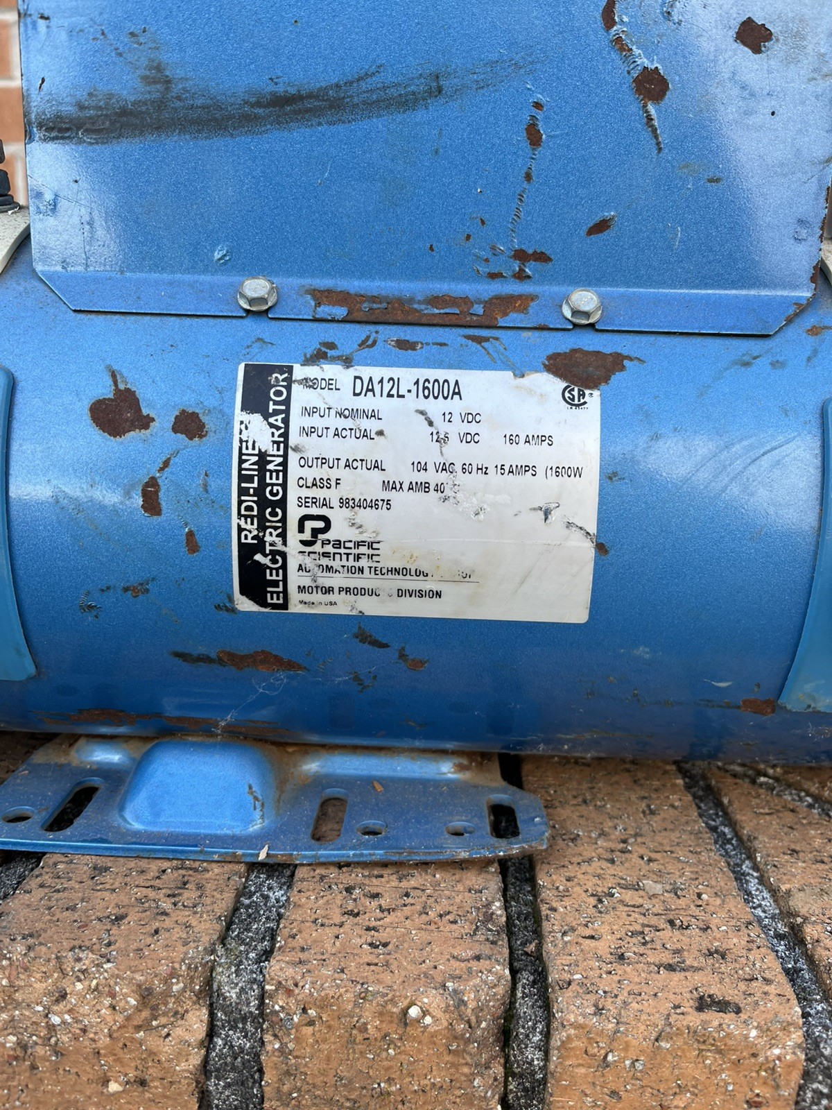 Pacific Scientific Redi Line 12v 1600w Generator