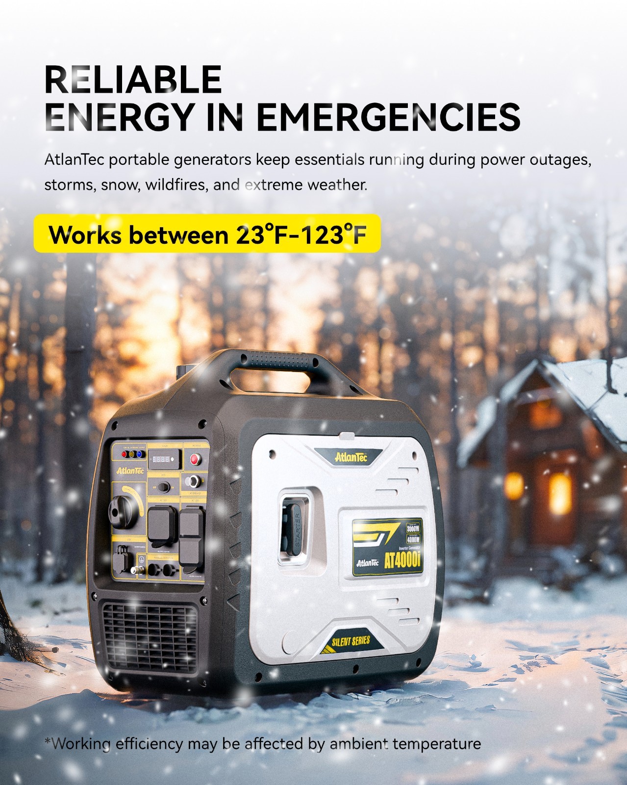 Portable 4kW Inverter Generator, Ideal for RVs and Camping