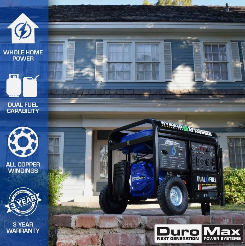 DuroMax XP13000EH 13,000 Watt Portable Dual Fuel Gas Propane Generator