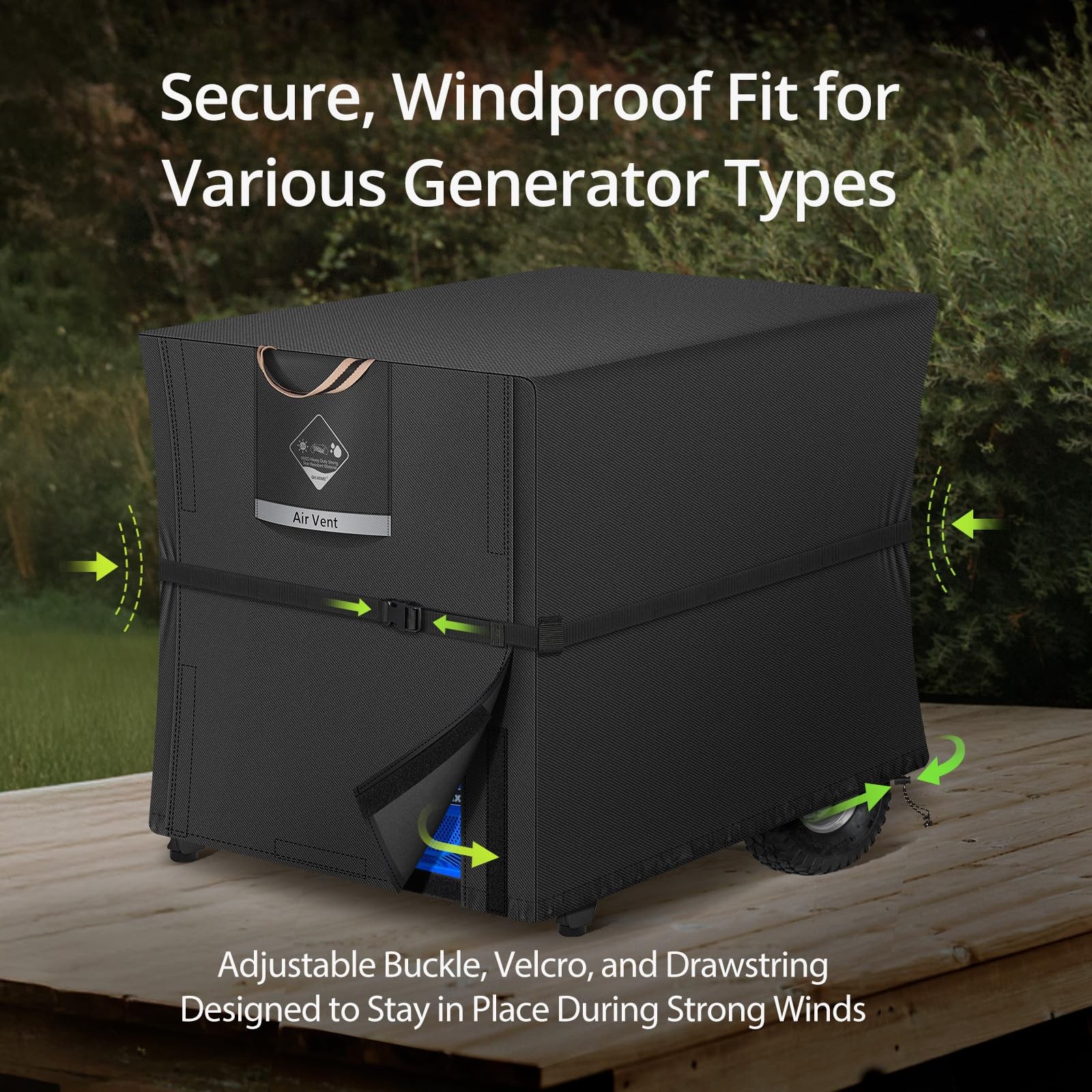 QH.HOME Waterproof Generator Cover,900D Heavy 30″(L) x 30″(W) x 26″(H), Black
