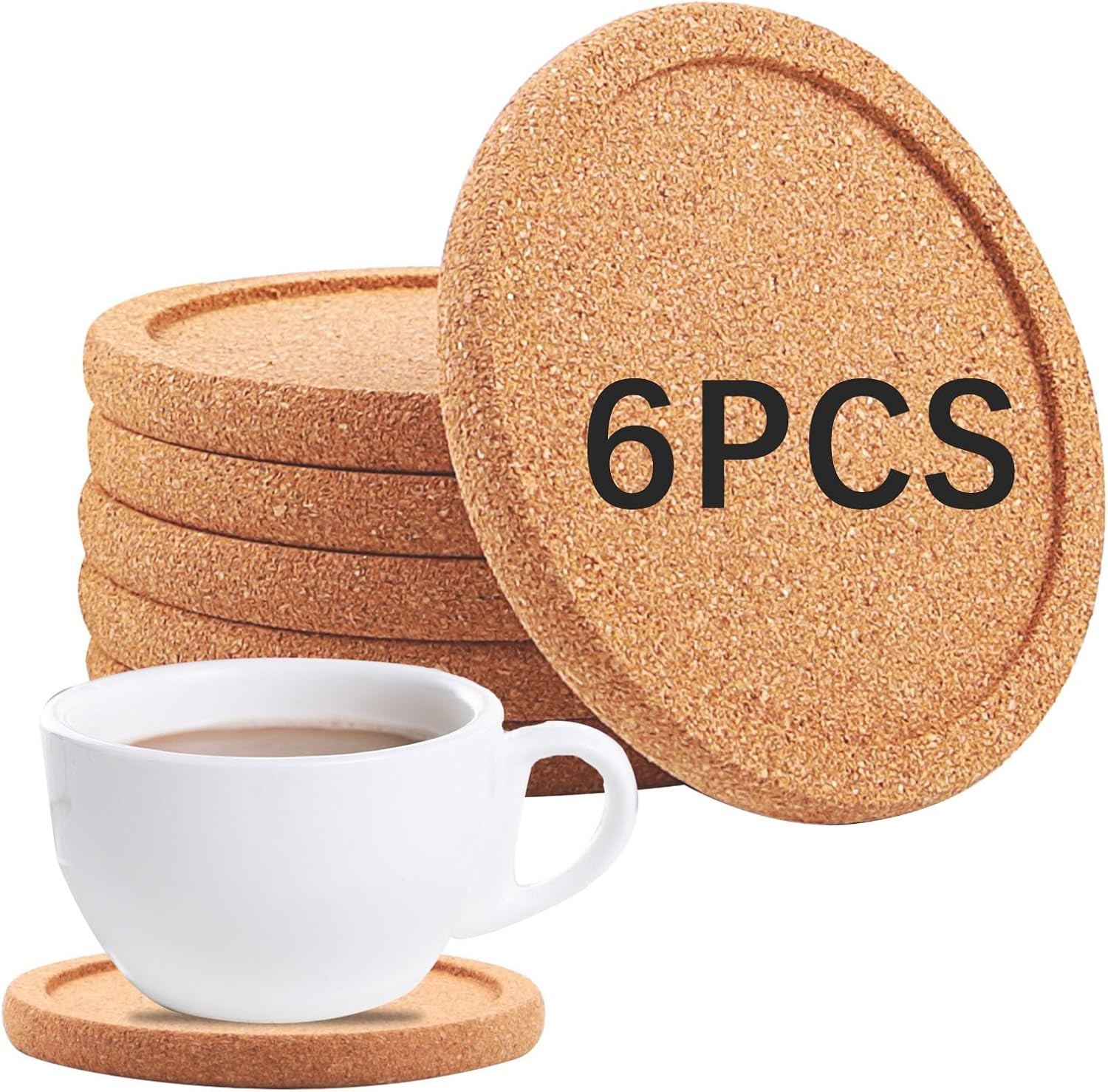 6 PCS Cork Coasters with Lip, Reusable with Lips Set Extra Thick Perfect Coas…