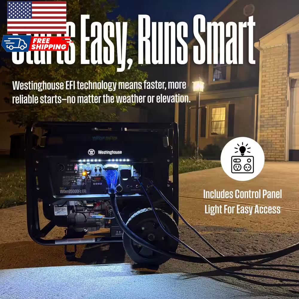 Westinghouse 12,500/9,500-Watt Dual Fuel Gas and Propane Powered EFI Portable US