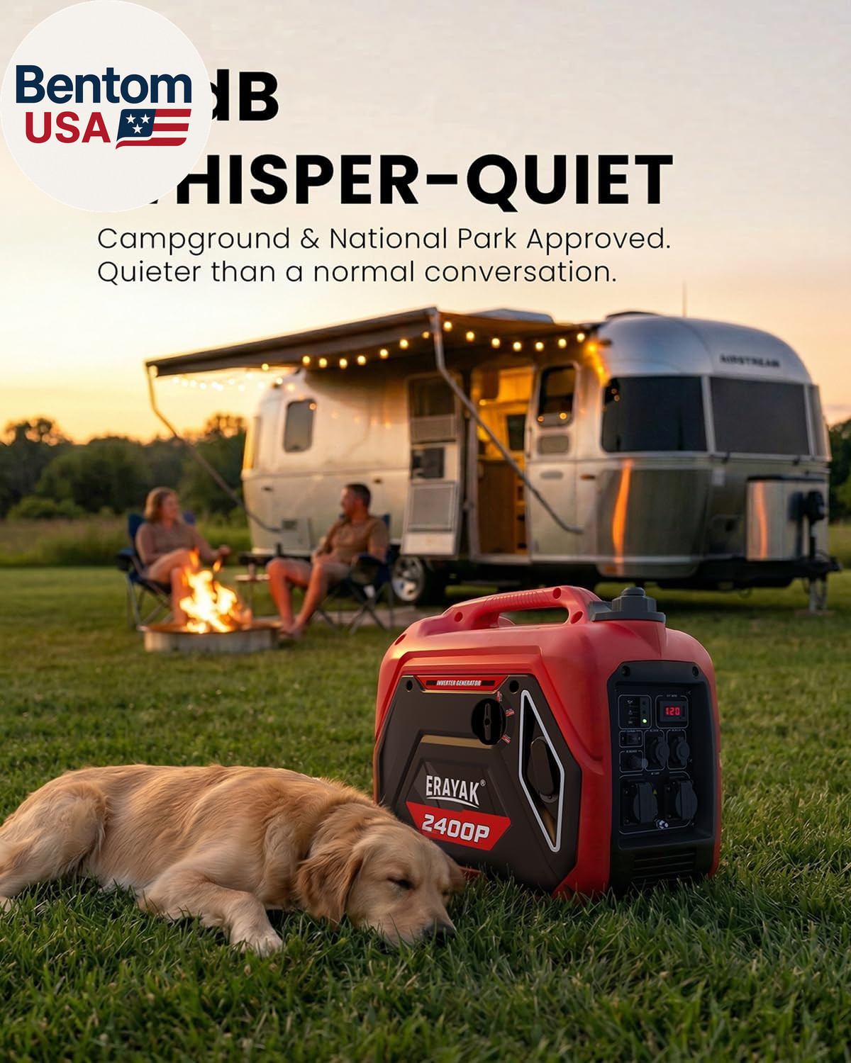 2400W Portable Inverter Generator for Home Use, Super Quiet Small Generator for