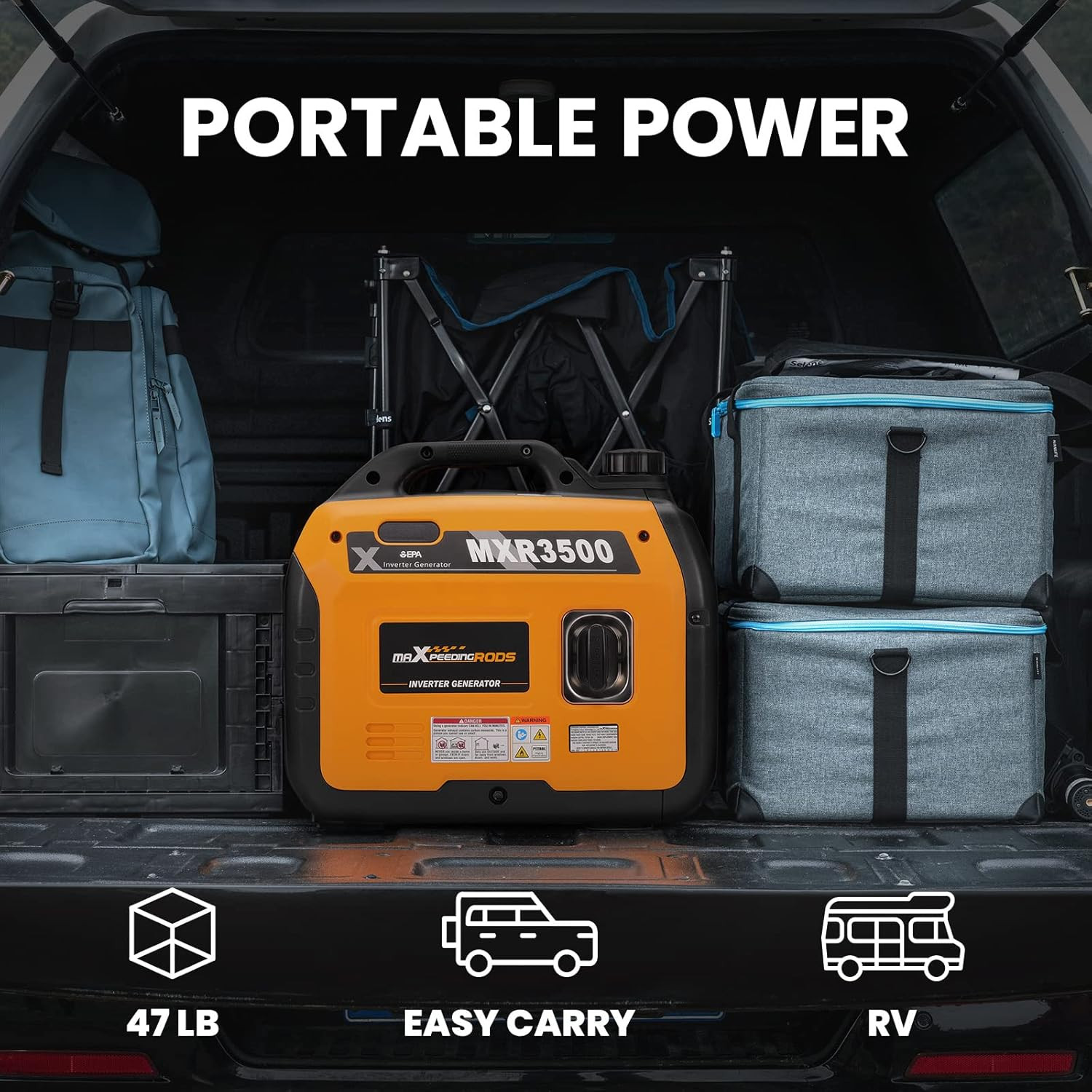3400 Watt Portable Inverter Generator Gas Powerd, Compact and Lightweight RV Rea