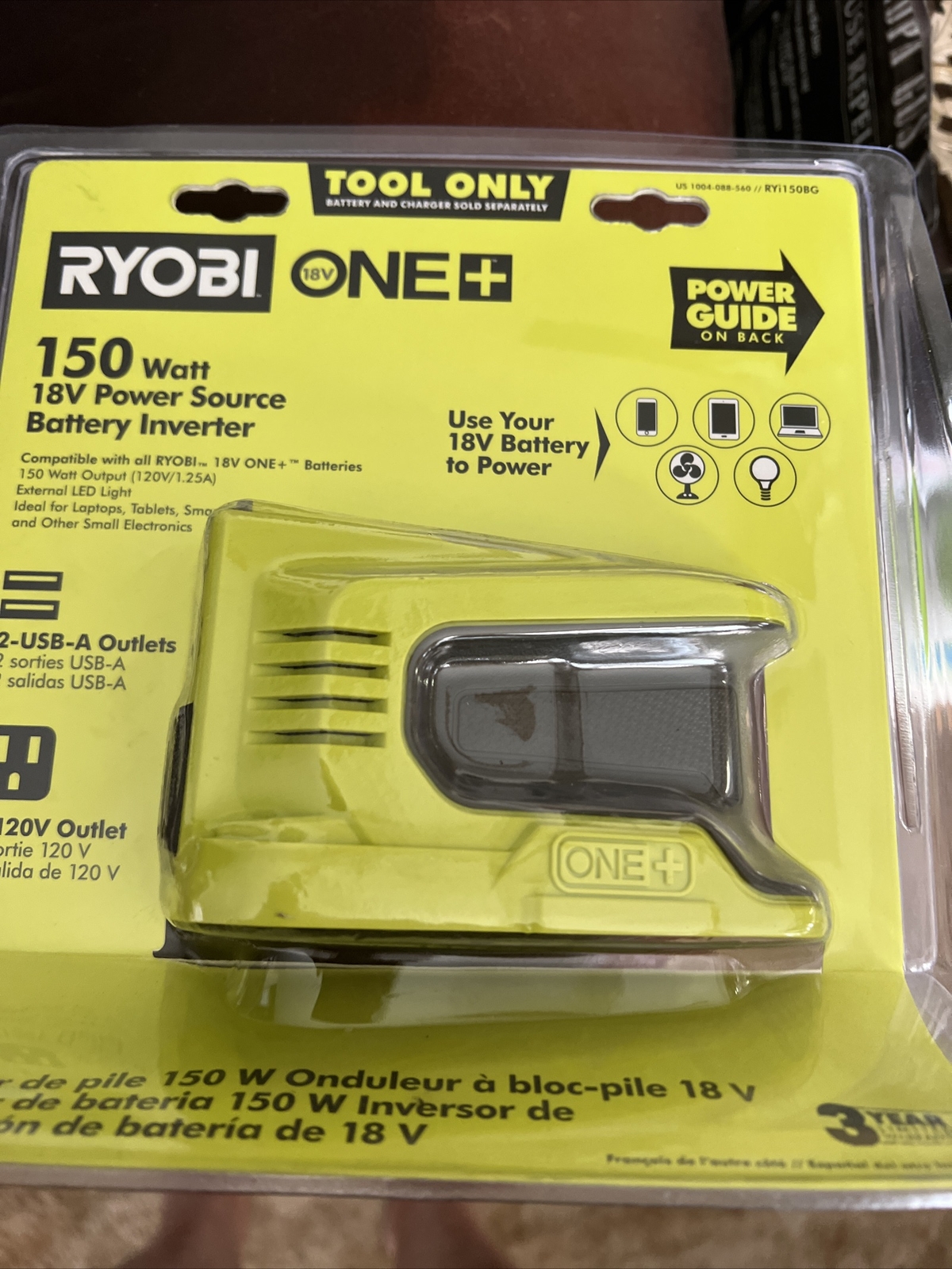 Ryobi RYI150BG ONE+ 18V 150 Watt Battery Inverter Tool Only