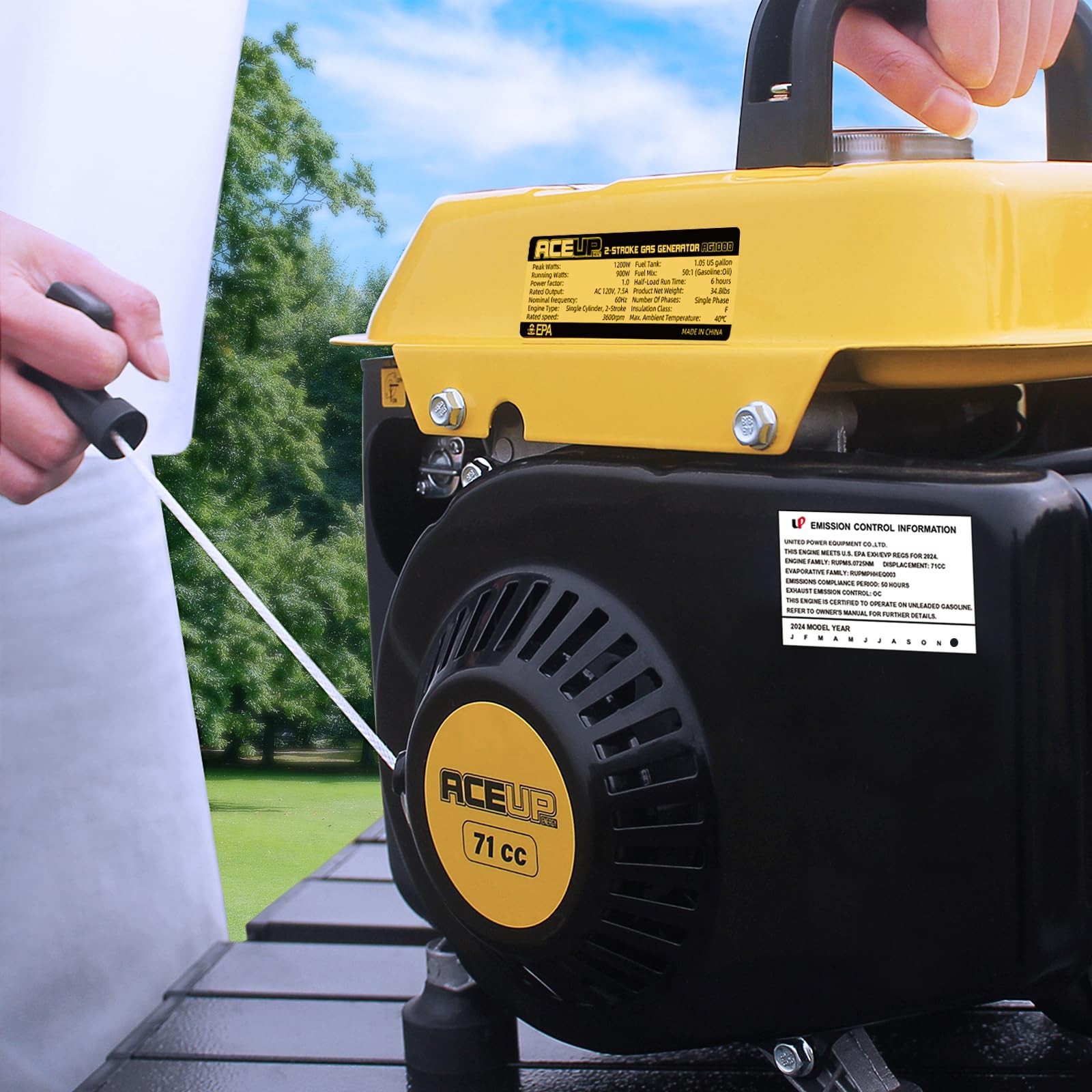 1200W Small Gas Generator, SmallPortable Generator EPA & CARB, Aceup Energy
