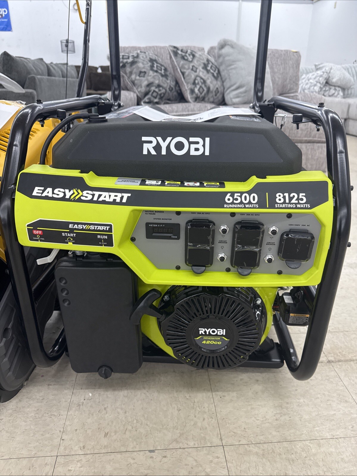 RYOBI 6,500-Watt Gasoline Powered Portable Generator with CO Shutdown Sensor