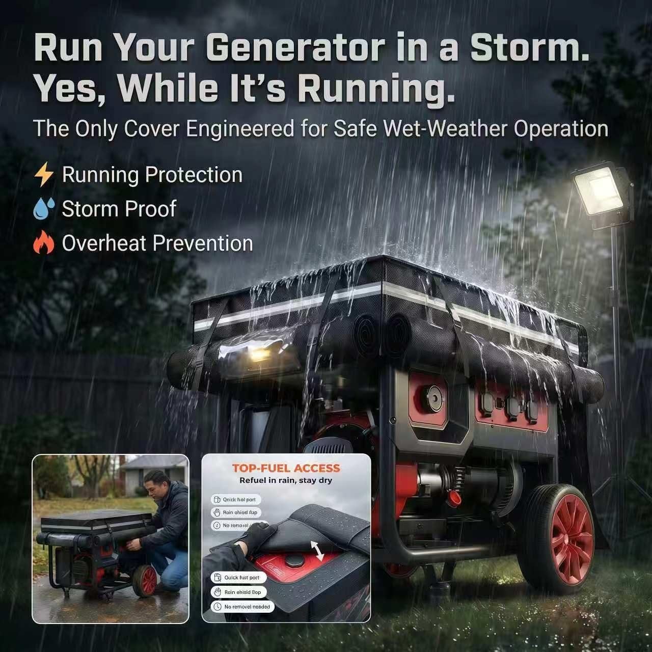Durable Generator Cover 32″x24″x24″ 900D Waterproof, Running Use, Buckle Straps