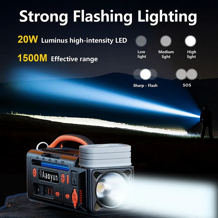Aaoyun Portable Power Station 300W, 296Wh Battery Back-Up for Outdoor Indoor Use