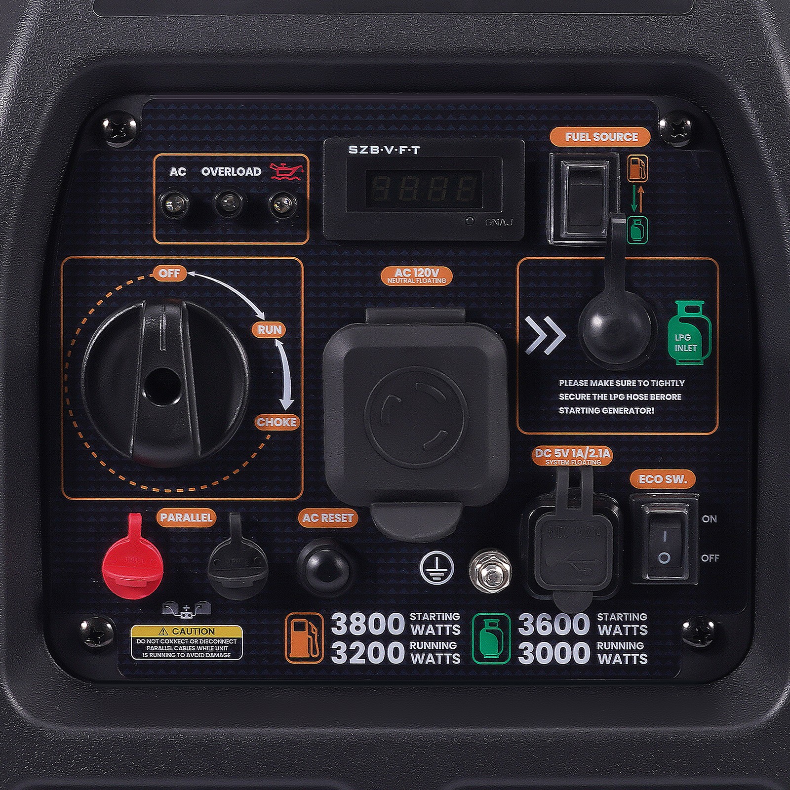 Gasoline LPG Dual Fuel Inverter Generator 3800W Peak 3200W Running for Campers