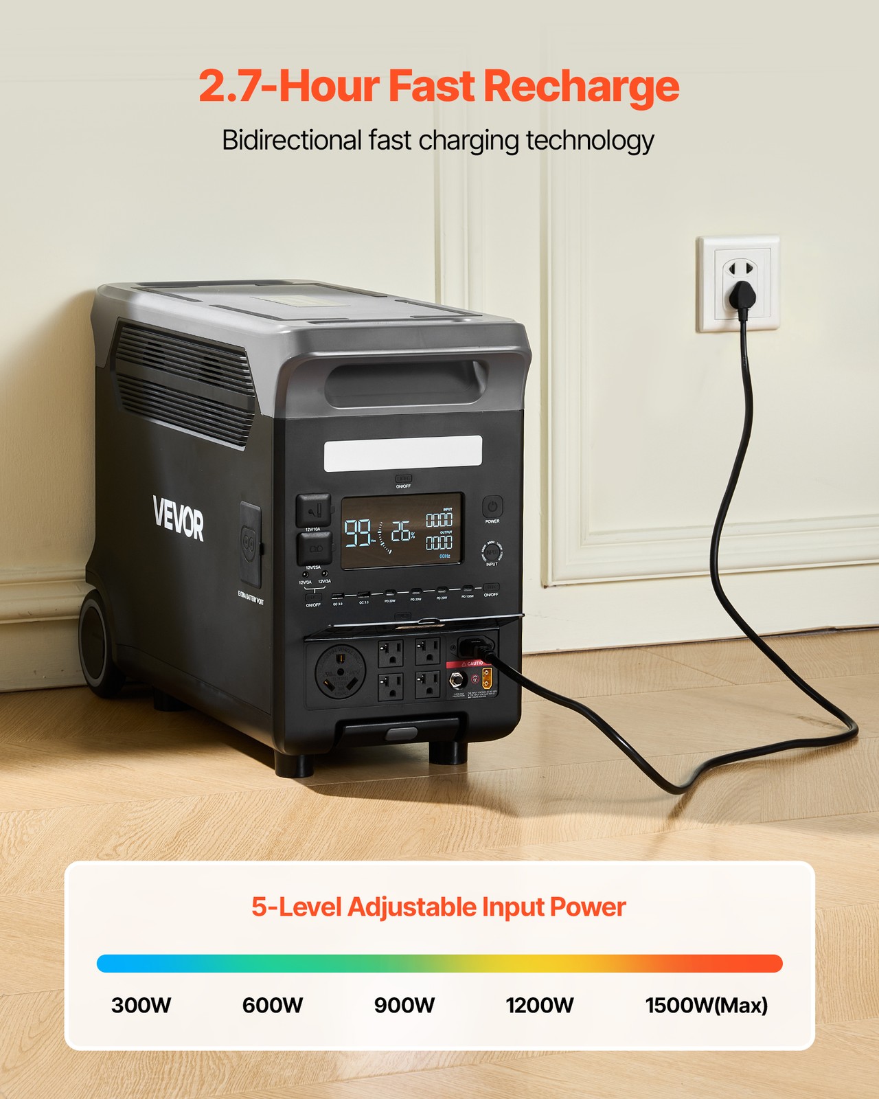 VEVOR Portable Power Station Solar Generator 3600W 3840Wh with 10 Output Ports