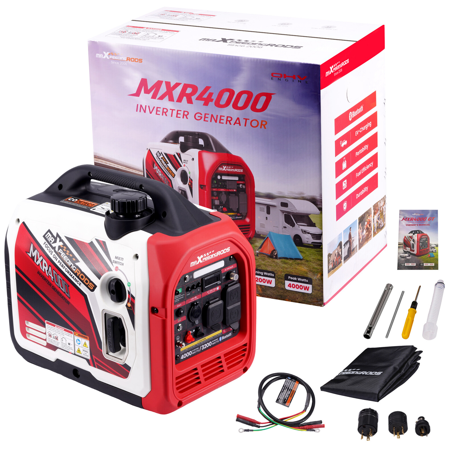 4000 Watt Portable Inverter Generator Gas Powered for Camping or Home Backup
