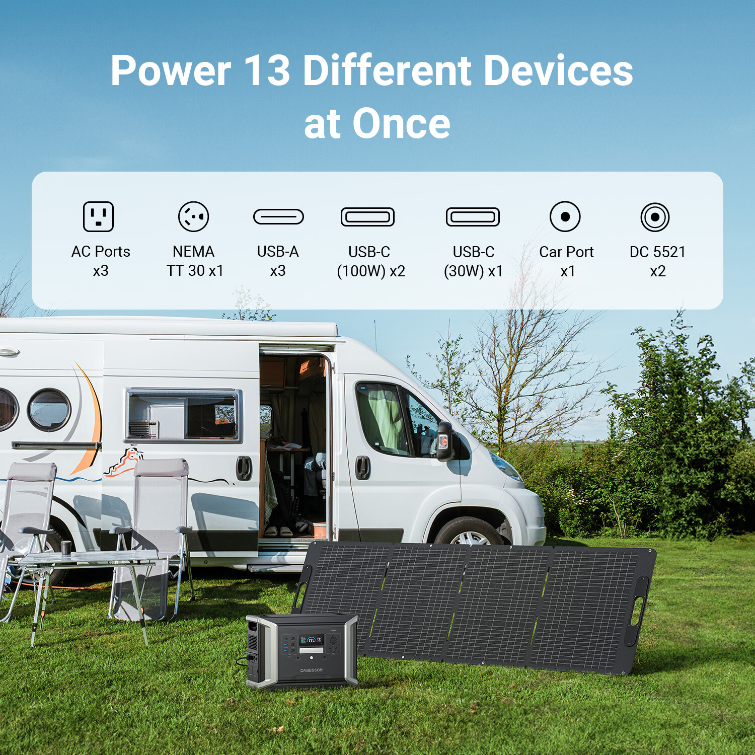 Dabbsson 4600W Max Power Station Solar Generator 2*DBS1400 Pro for Outdoor Home