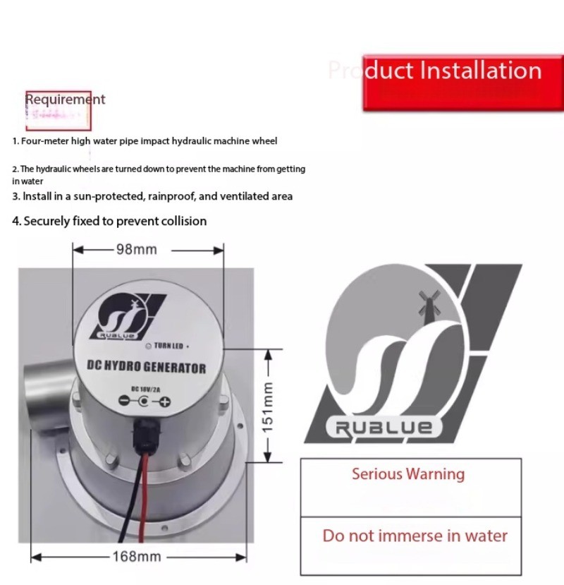 12V/24V Turbine-Type Small Hydropower Generator, DC Permanent Magnet Brushless