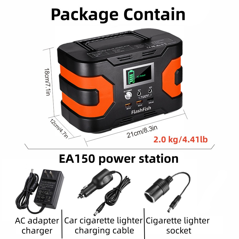 Flashfish Portable 150W Power Station 166Wh Backup Power Generator Refurbished