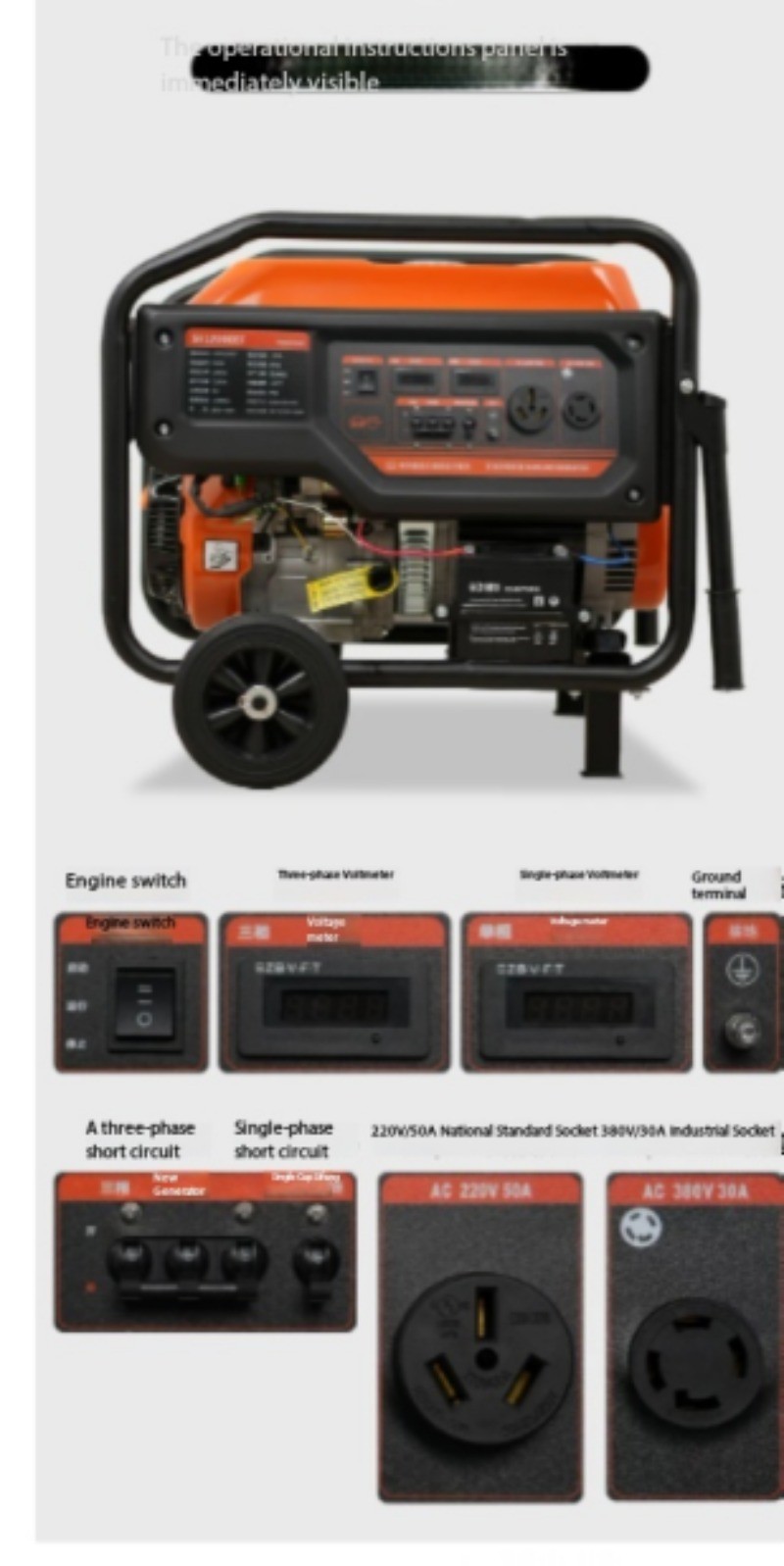 220V Single-Phase Electric Start Generator for Construction Emergencies