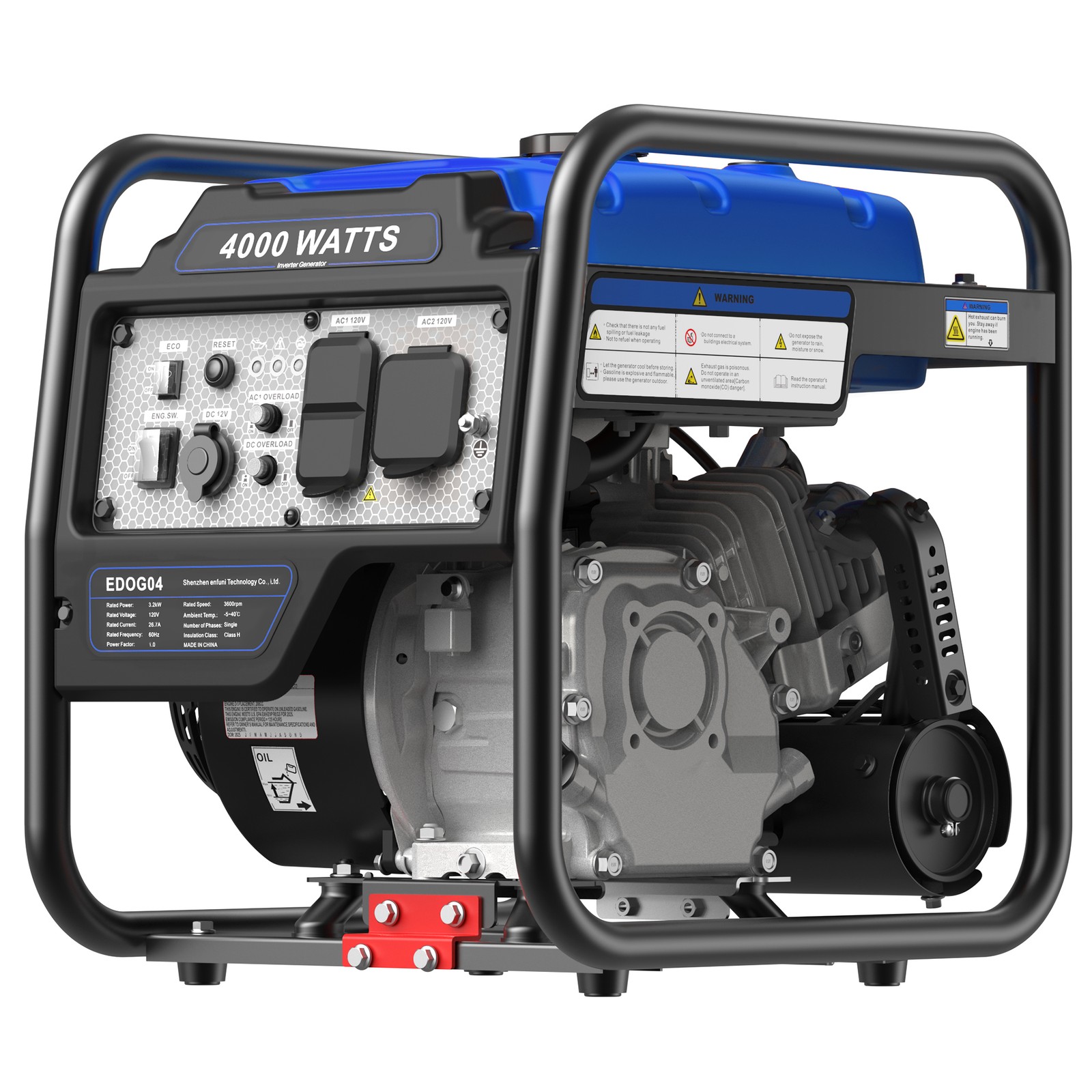 4000W Gas Generator Inverter Portable For Home Camping 208CC 4-stroke Open Frame