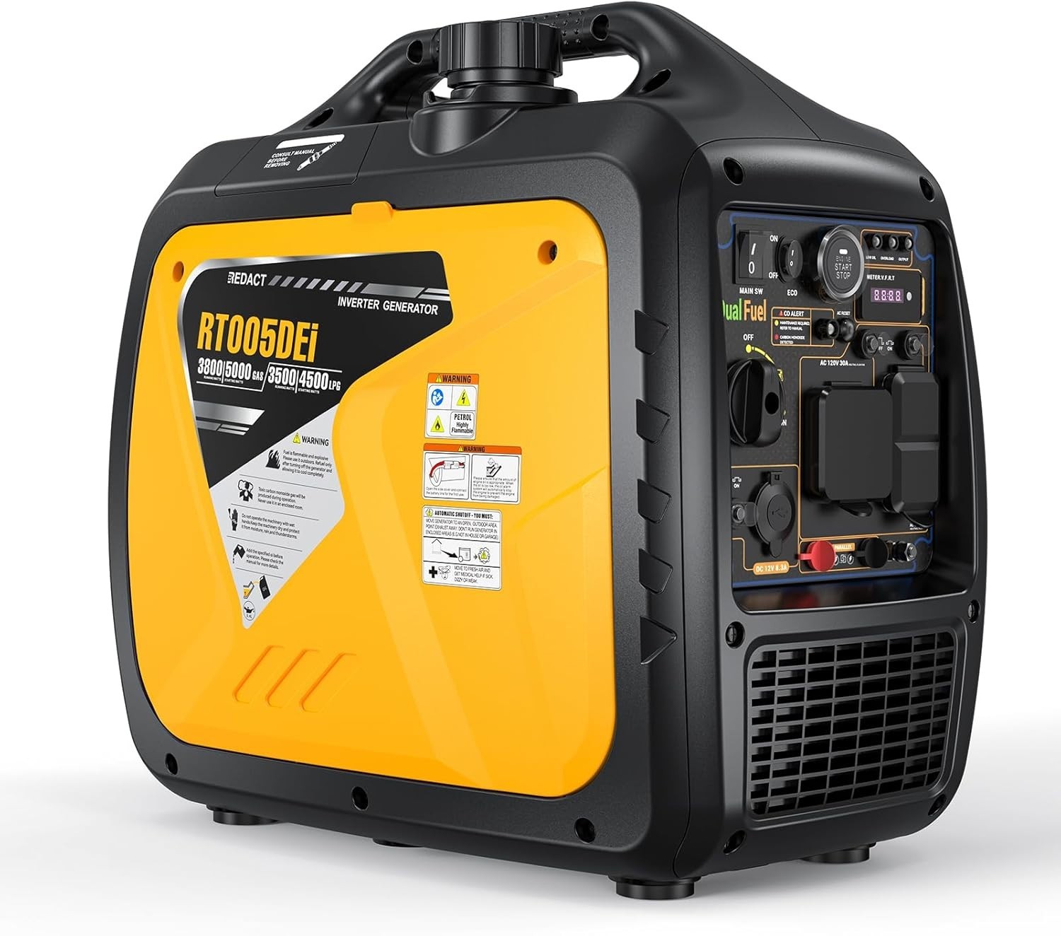 Portable Dual Fuel Inverter Generator– Small Gasoline LPG Powered 5000 Watts