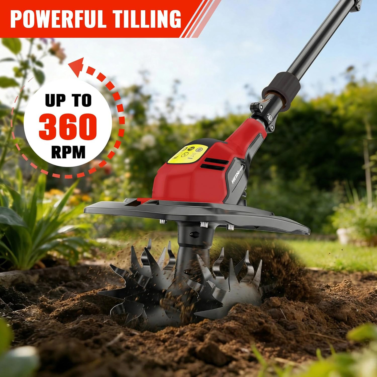 Cordless Garden Tiller Cultivator Compatible with M18 Battery 9 Inch Width 7