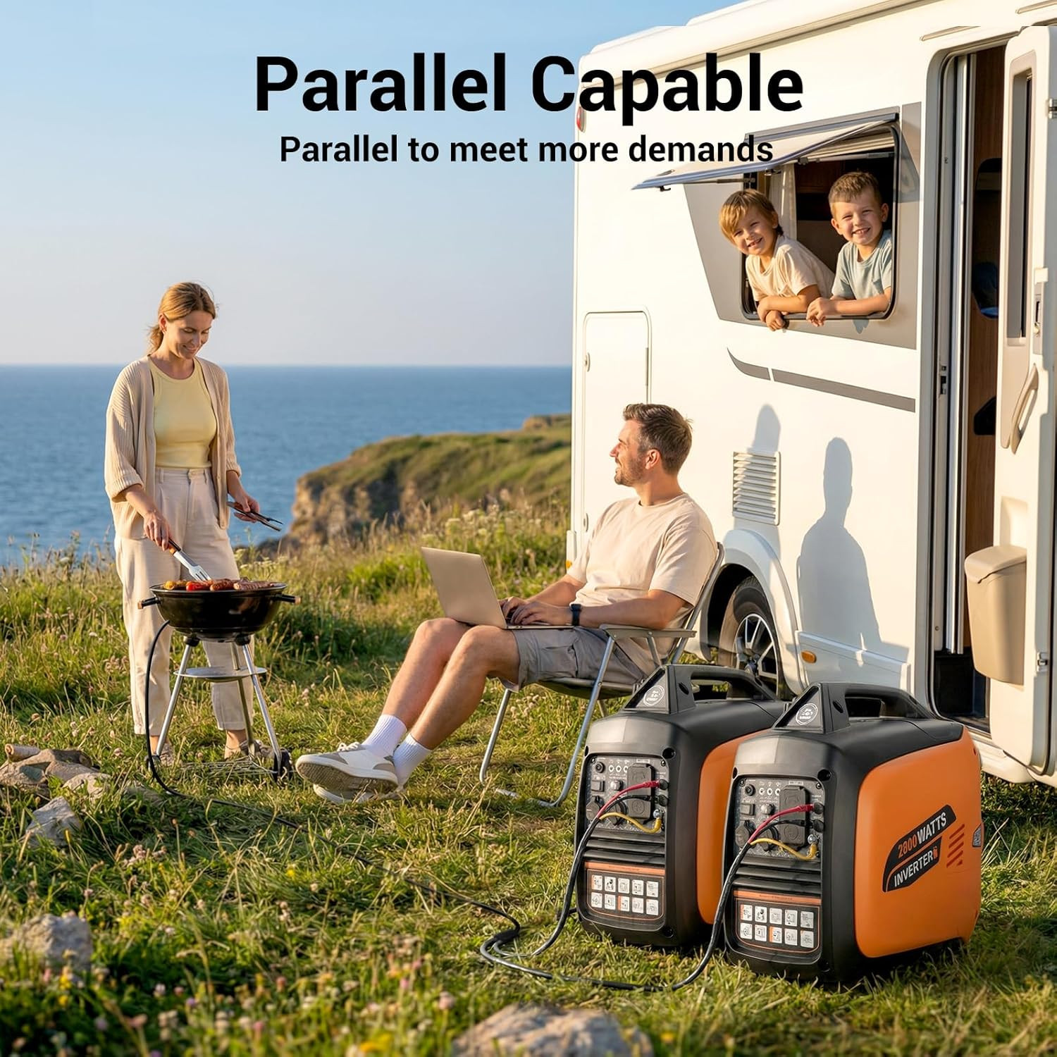 2800-Watts Portable Inverter Generator, Gas Generators for Home Use, Camping, Su