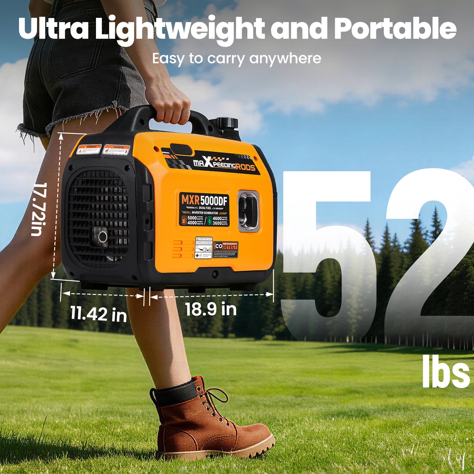 Portable Dual Fuel Generator 5000W – CO Sensor & UL 2201 Tested for Safety
