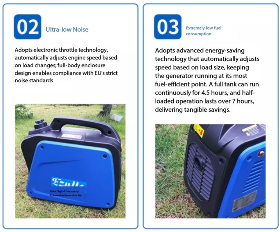 Gasoline Generator for Home Use, Inverter Type, 800W/1kW/2kW/3kW Quiet Operation