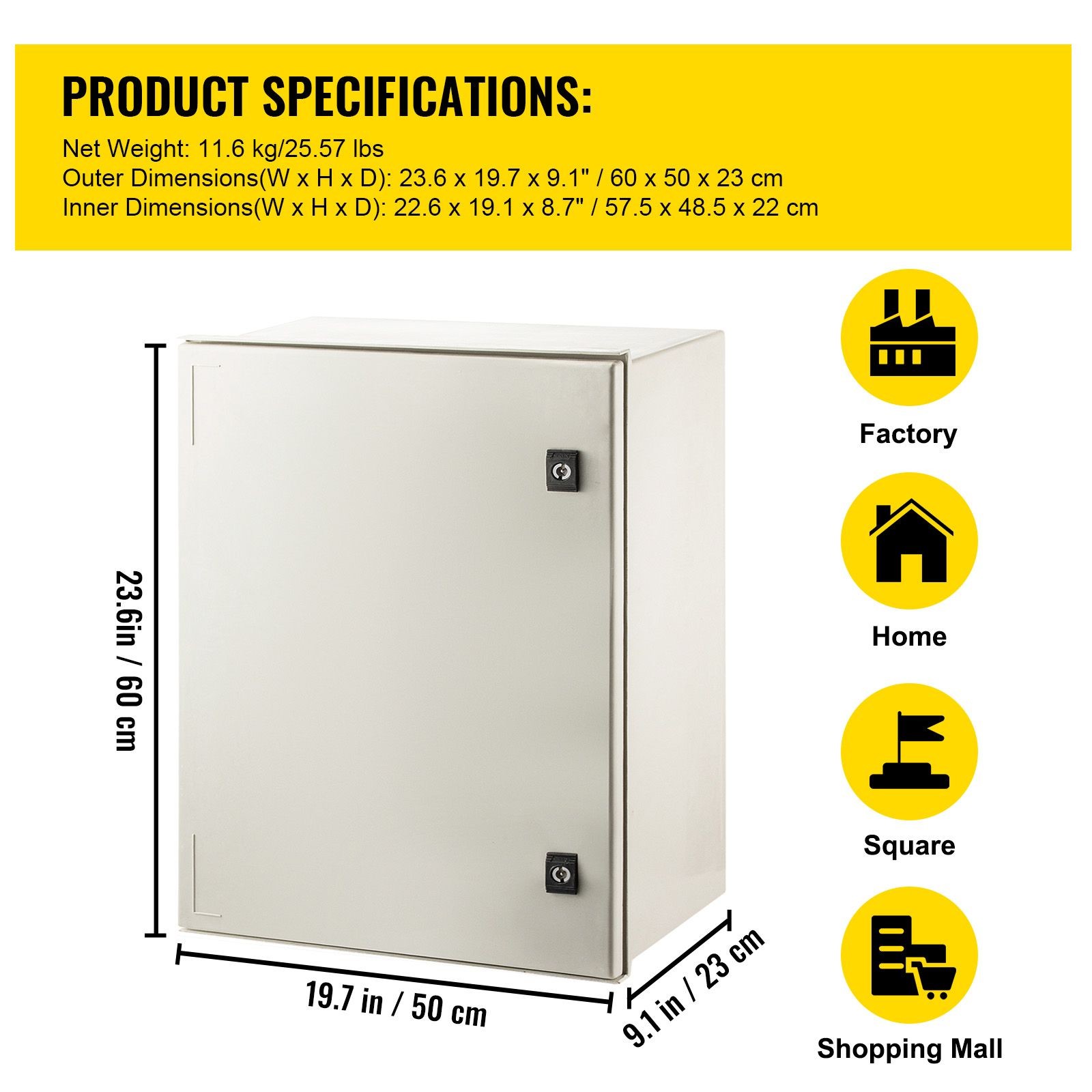 NEMA Steel Case, 24x20x9” NEMA 4X Fiberglass Electric Enclosure, IP66 Water &
