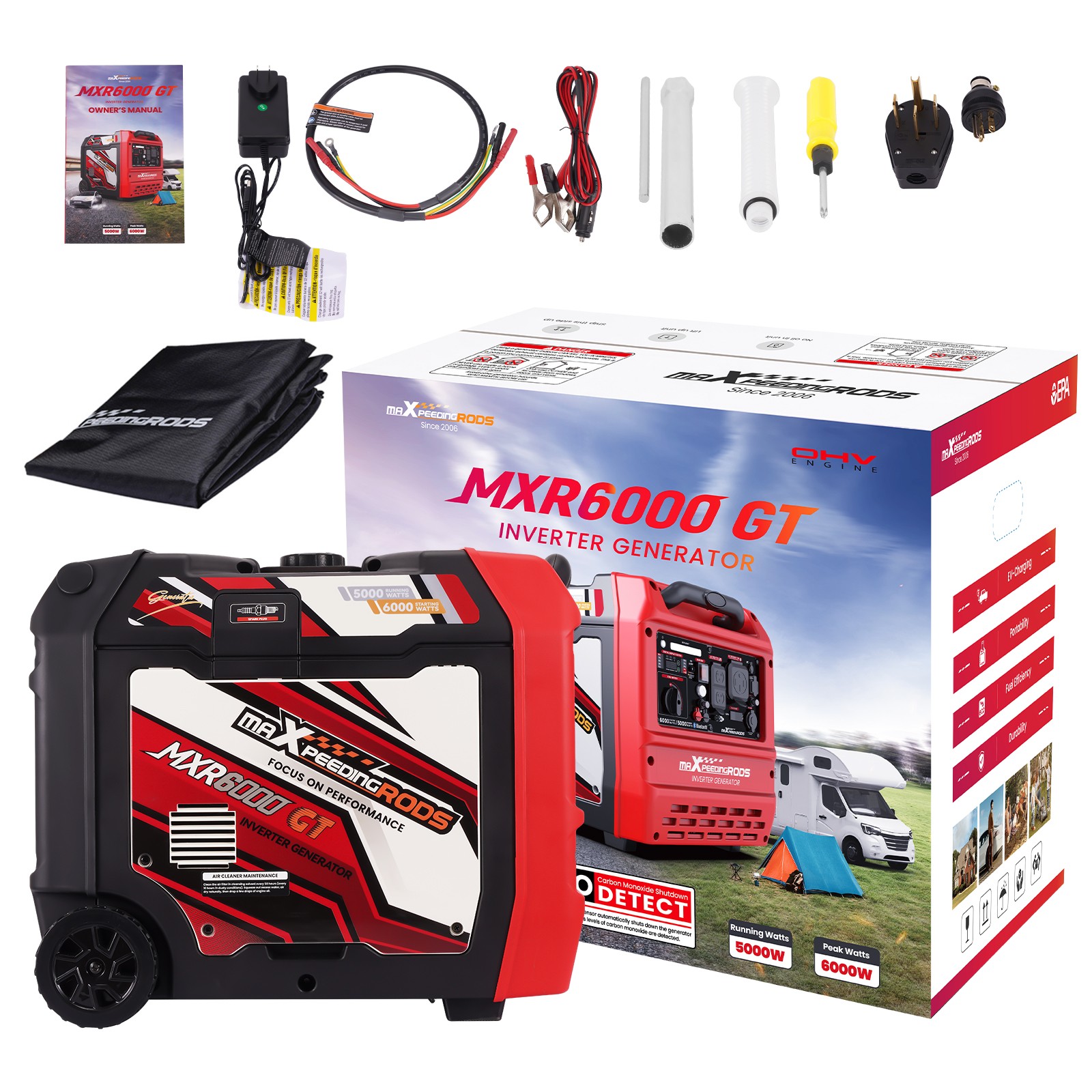 120V/240V Gasoline Generator for Camping & Tailgating 6000W 3 Start Methods