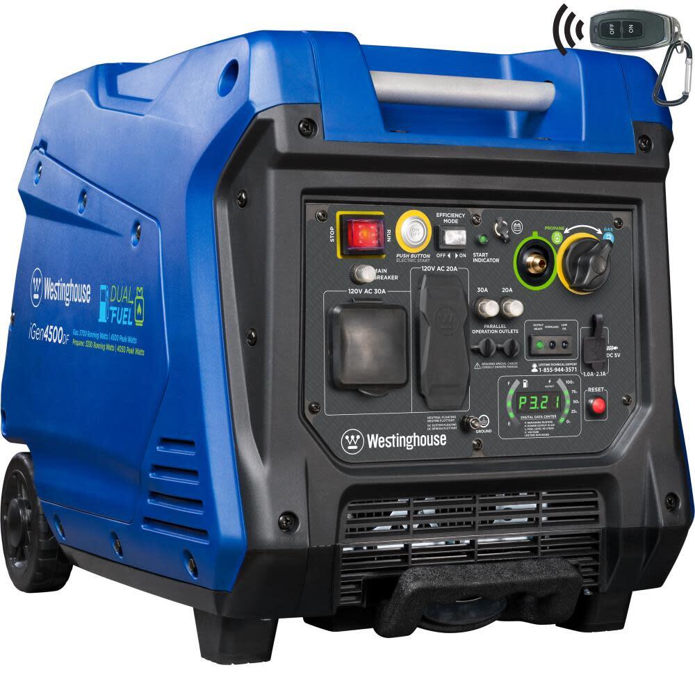 Westinghouse Outdoor Power Igen Dual Fuel Inverter Portable Generator 3700 Ra…