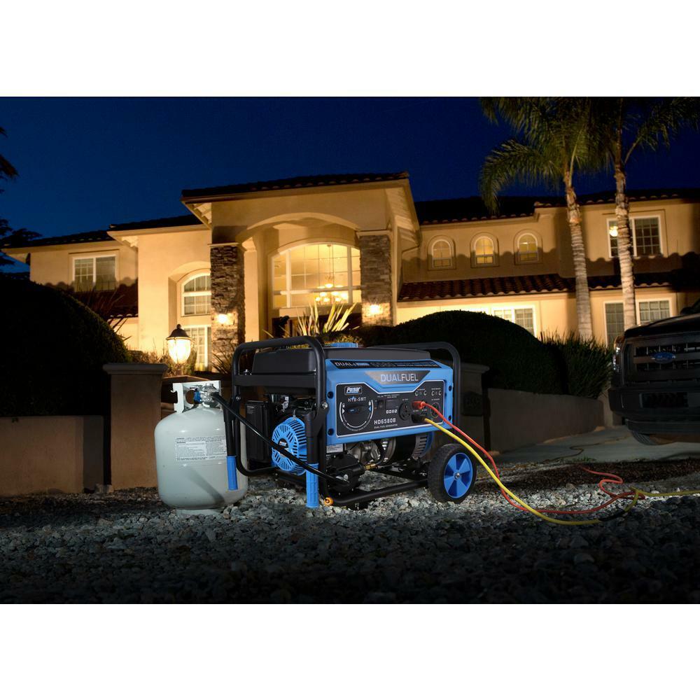 Pulsar 6,580-W Portable RV Ready Dual Fuel Gas Powered Generator with Wheel Kit