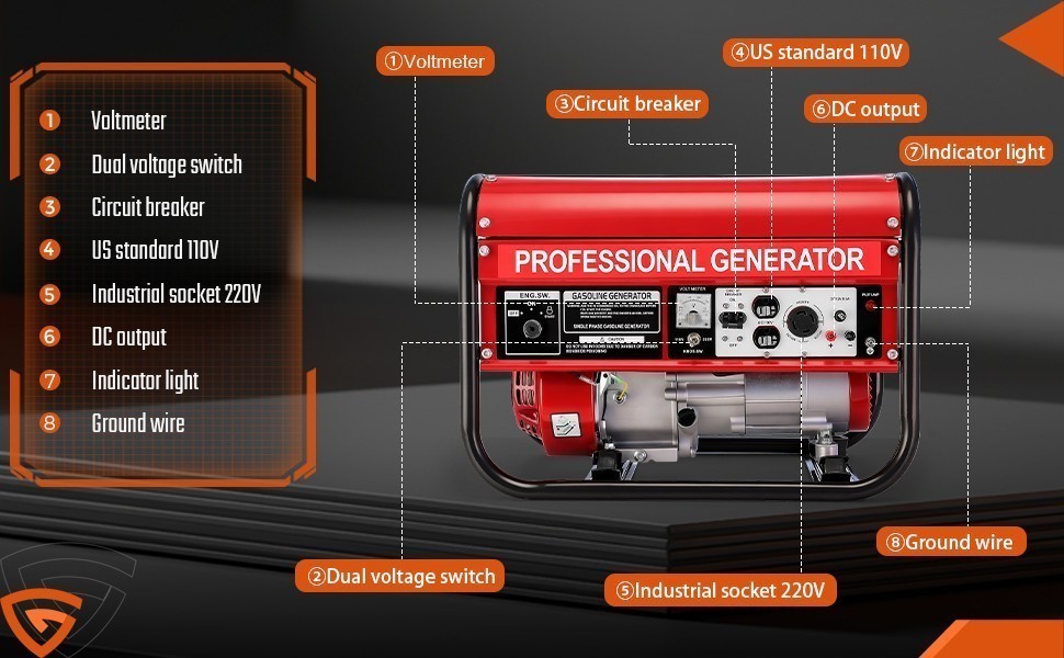 4850W Portable Gasoline Generator 4-stroke 7.5HP for Home Backup Construction