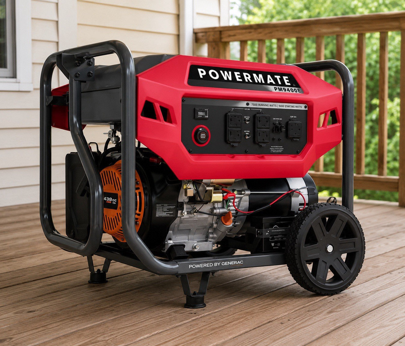 Powermate PM9400E Portable Electric Start Generator 120/240V Red/Black