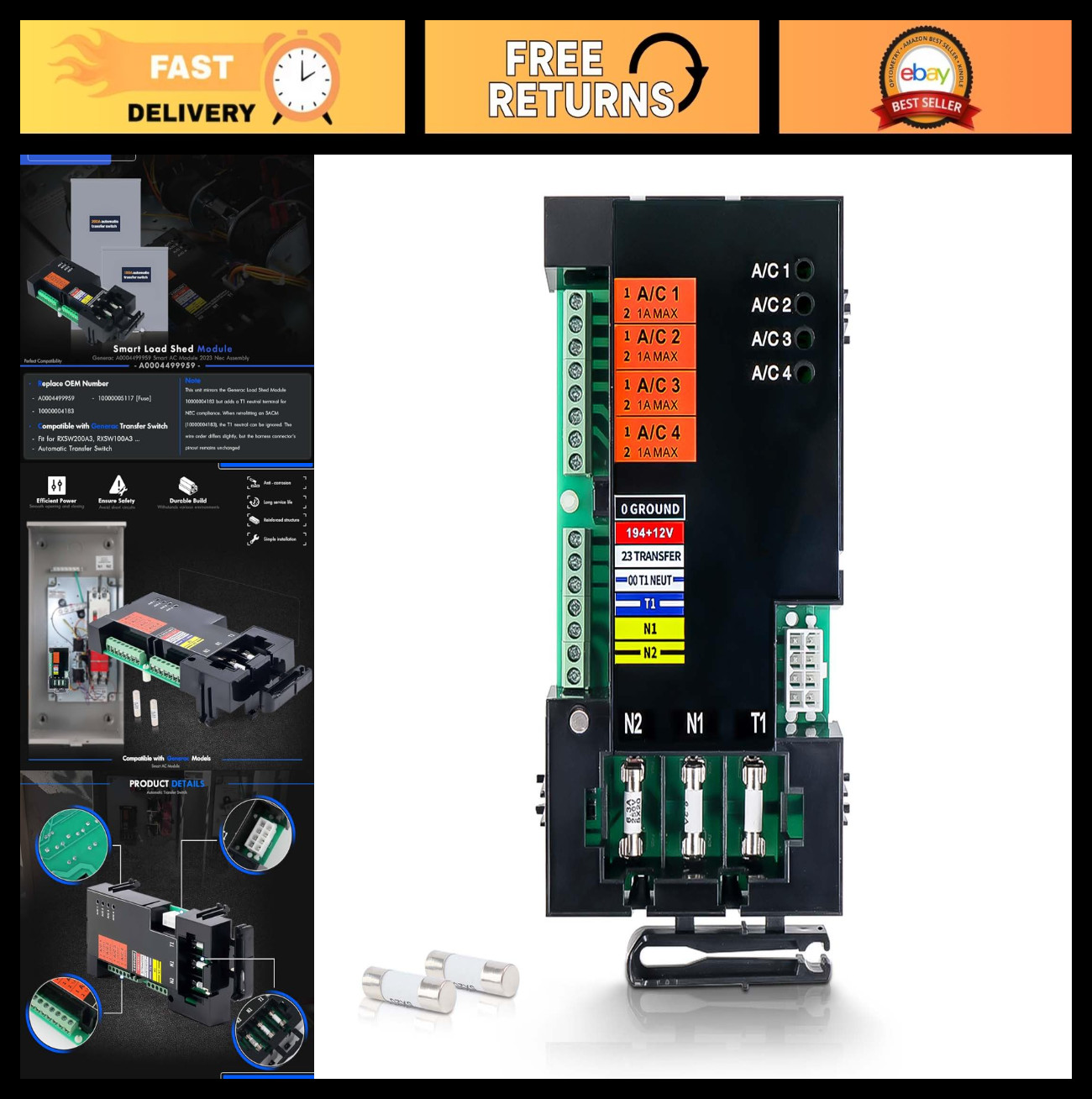 Smart AC Load Shed Module for Generac Generator ATS 100/200 Amp – Fuse Included