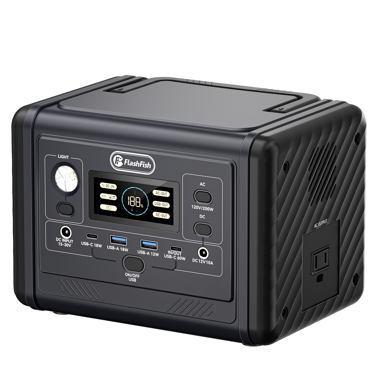 Flashfish T200 153.6Wh 200W Portable Power Station LiFePO4 Solar Generator New