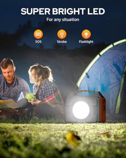 Portable Power Station 300W, Outdoor Solar Generator Backup Battery Pack Black