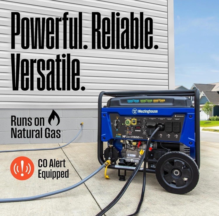 Westinghouse 14,500-W Portable Tri-Fuel Gas Generator w/ Remote Start, CO Sensor