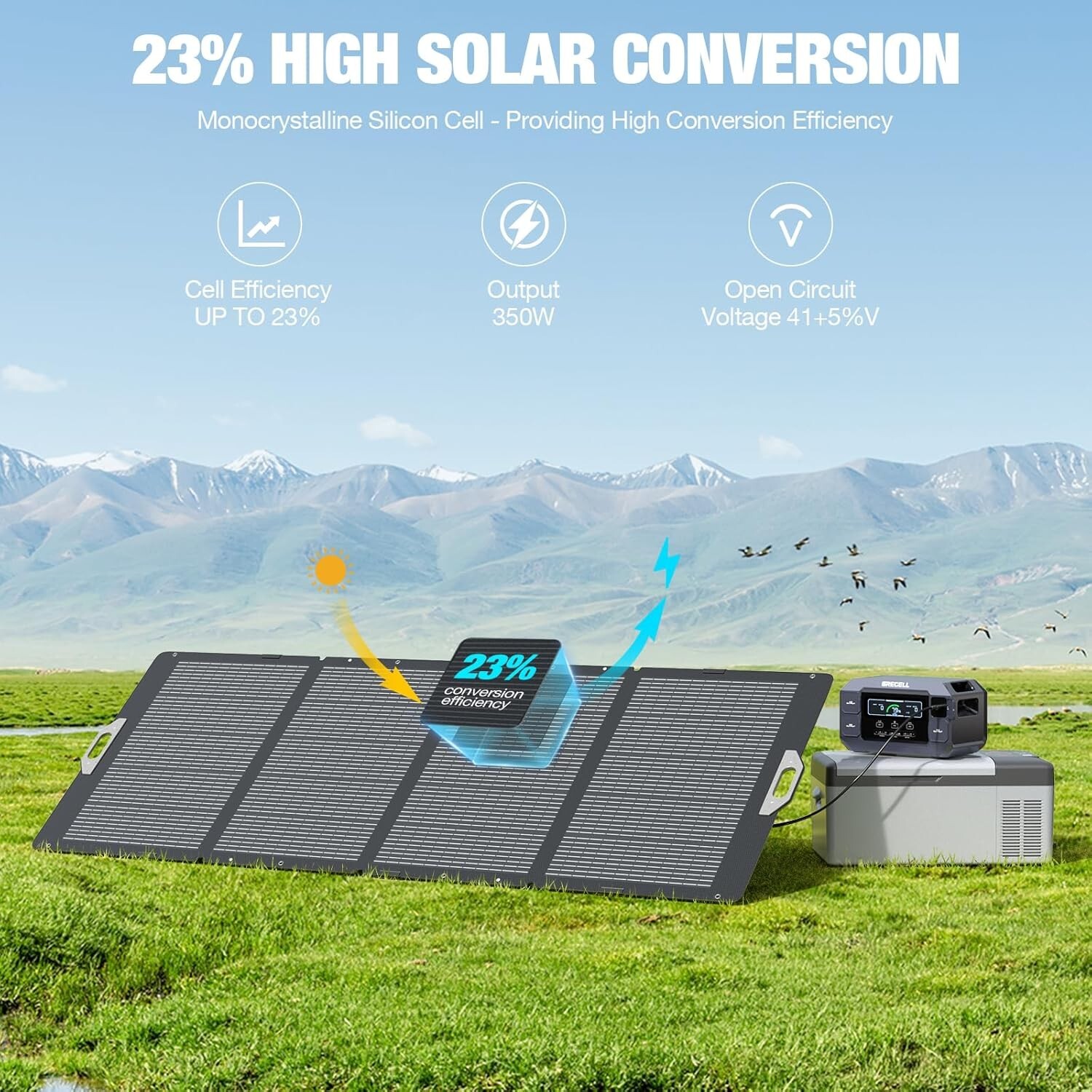 350W Portable Solar Panel Off-Grid for Power Station Generator Foldable